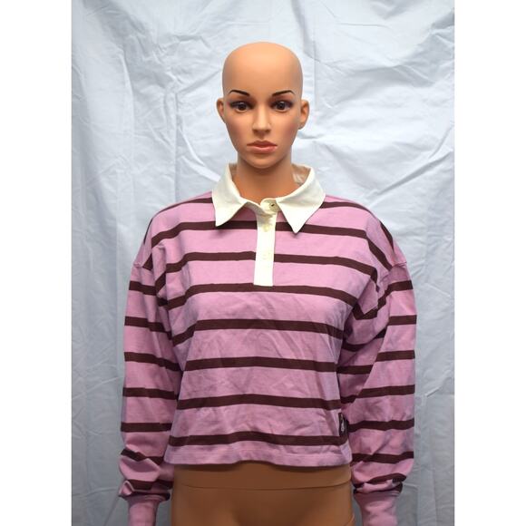 Champion Tops - Champion Women's Long Sleeve Rugby Pink Striped Shirt Small (Marks)